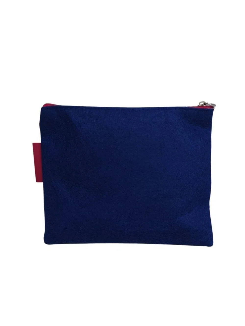 Navy Chevron Zip Pouch Cosmetic Bag Travel Amenity Kit Soft Slim Fabric